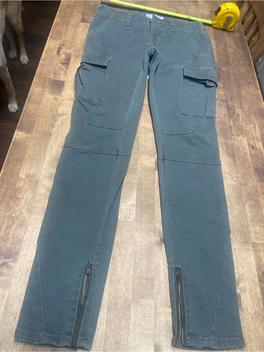 Free People Olive Green Cargo Ankle Pants with Zippers